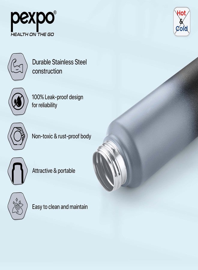 PEXPO Water Bottle 750ml Stainless Steel Sports/Fridge Bottle with Sipper Cap | Single Wall | For Home, Office, Gym, Travelling | Lightweight | BPA Free | Craft Pro | Grey-Knight Black Ombre - Image 5